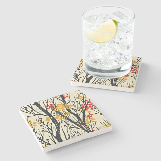 Modern Fall Abstract Scandinavian Stone Coaster (Side)