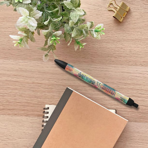 Modern Fall Autumn Colours Watercolor Monogram Black Ink Pen