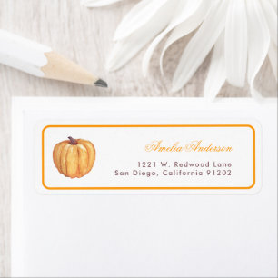 Modern Fall Autumn Pumpkin Return Address Label