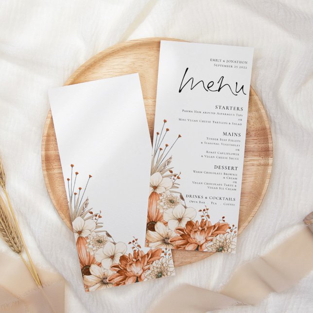 Modern Fall Autumnal Florals Foliage Wedding Menu (Creator Uploaded)