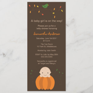 Modern Fall Baby Shower Inviation - Girl Invitation