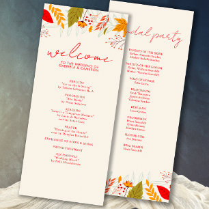 Modern Fall Bright Floral Simple Ivory Wedding Programme