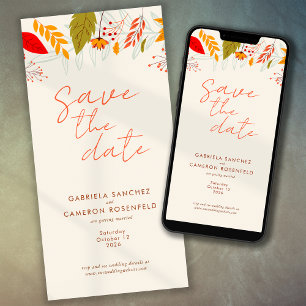 Modern Fall Bright Floral Simple Ivory Wedding Save The Date