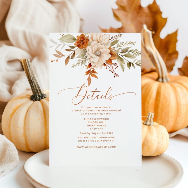 Modern Fall burnt orange wedding details Enclosure Card (Creator Uploaded)
