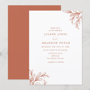 Modern Fall Burnt Orange Wedding Invitation