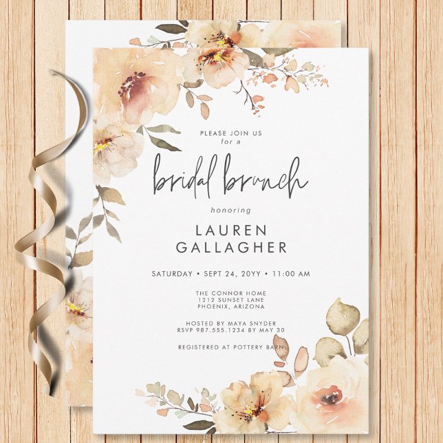 Modern Fall Champagne Floral Frame Bridal Brunch Invitation (Modern Fall Champagne Floral Frame Bridal Brunch Invitation)