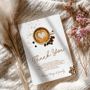Modern Fall Coffee Baby is Brewing Baby Shower Thank You Card