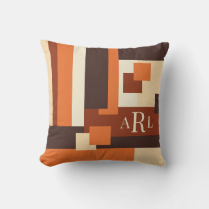 Modern Fall Color Block Personalized Cushion