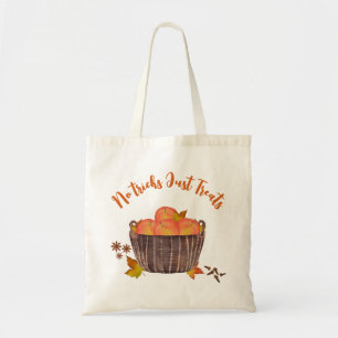Modern Fall colors No tricks Just Treats Halloween Tote Bag