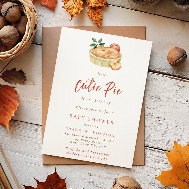 Modern Fall Cutie Pie Baby Shower Invitation (Creator Uploaded)