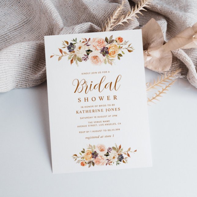 modern fall floral bridal shower invitation (Creator Uploaded)