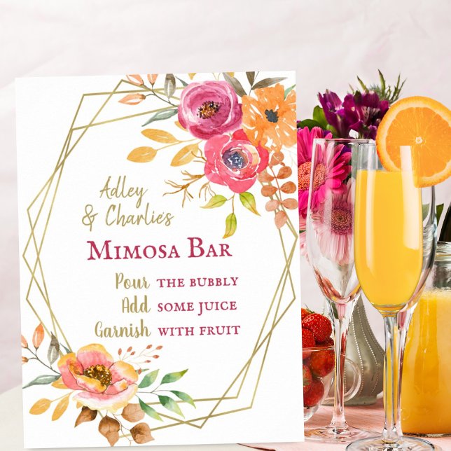 Modern fall floral brunch wedding shower Mimosa Poster (Creator Uploaded)