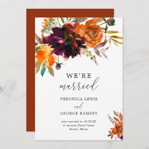 Modern Fall Floral Rustic Wedding Reception Invitation
