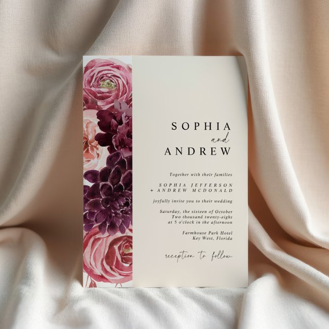 Modern Fall Flowers Autumn Wedding Invitation (Creator Uploaded)