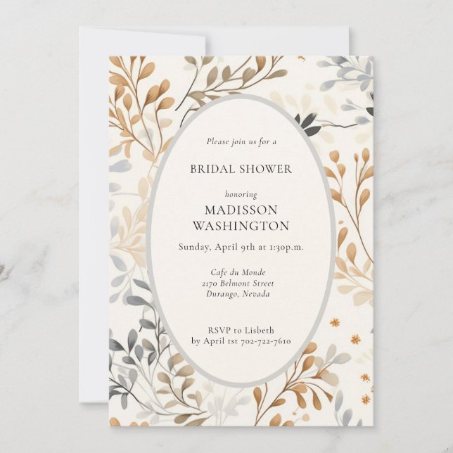 Modern Fall Foliage Bridal Shower with QR Code  Invitation (Front)