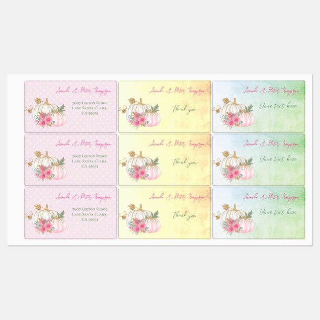 Modern Fall Gold White Greenery Pumpkin Floral (Sheet)