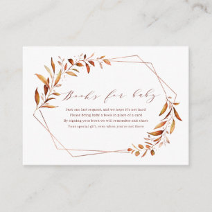 Modern Fall Greenery Geometric Books Request Enclosure Card