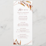 Modern Fall Greenery Geometric Rustic Wedding Menu<br><div class="desc">Rustic watercolor fall botanical foliage greenery design with faux copper foil leaves and geometric frame,  with trendy menu script,  simple and elegant,  great for fall rustic wedding,  winter botanical garden wedding. 
See all the matching pieces in collection</div>