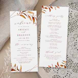 Modern Fall Greenery Geometric Rustic Wedding Programme