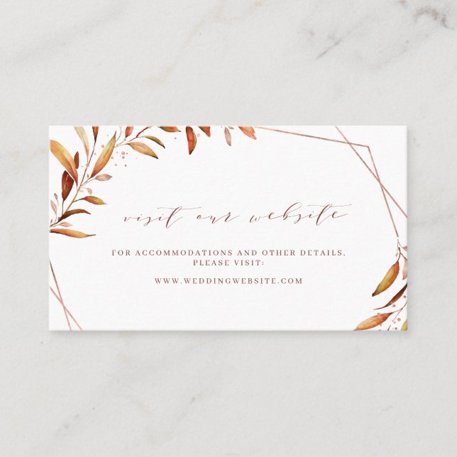 Modern Fall Greenery Wedding Website Insert Card (Front)