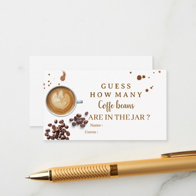 Modern Fall “How Many Coffee Beans” Baby Shower Enclosure Card (Front/Back In Situ)