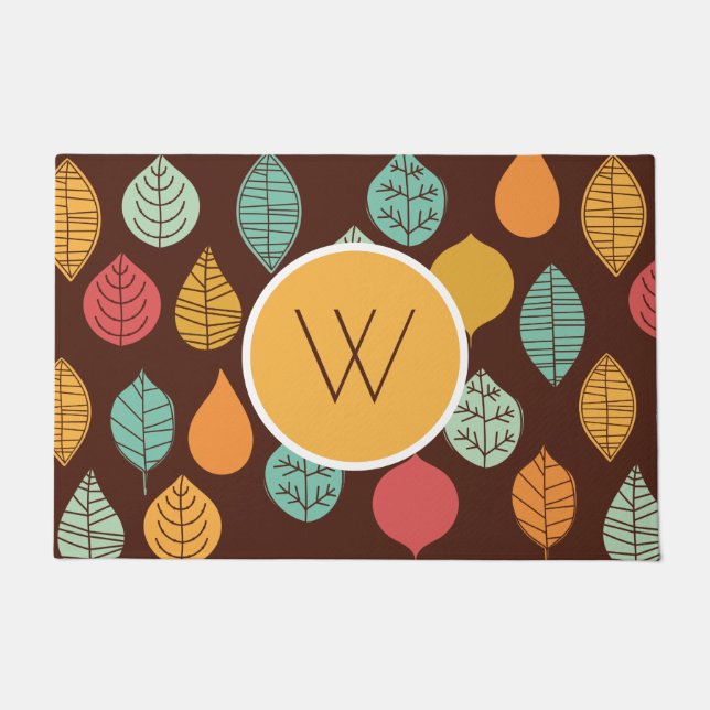 Modern Fall Leaf Pattern Doormat (Front)