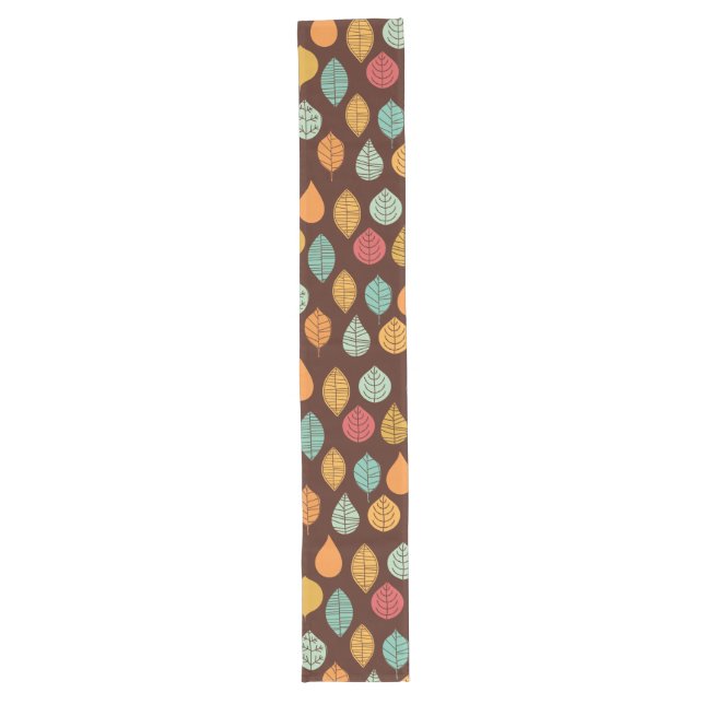 Modern Fall Leaf Pattern Long Table Runner (Front)