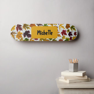 Modern Fall Leave Personalised Name  Skateboard