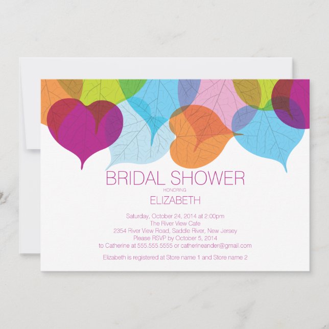 Modern Fall Leaves Bridal Shower Invitation (Front)