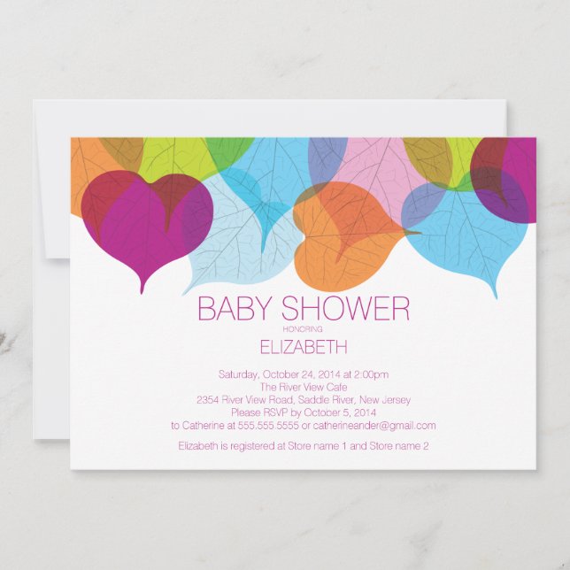 Modern Fall Leaves Neutral Baby Shower Invitation (Front)