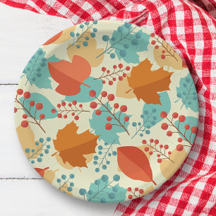Modern Fall Leaves Pattern   Thanksgiving Paper Plate
