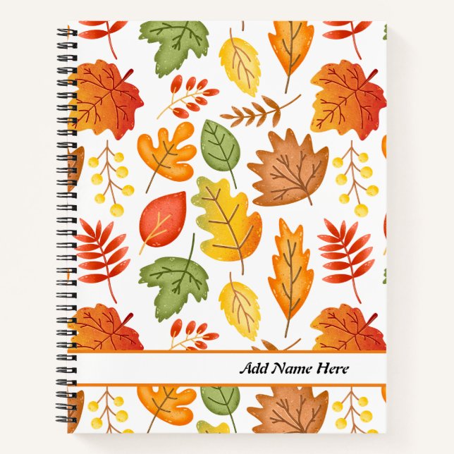 Modern Fall Leaves Spiral Notebook (Front)