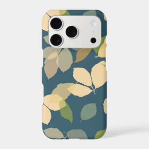 Modern Fall Leaves with Teal Background