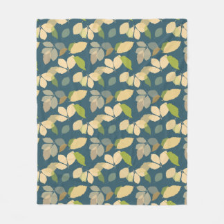 Modern Fall Leaves with Teal Background Fleece Blanket