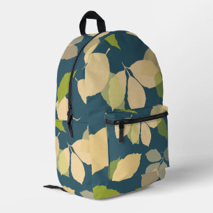 Modern Fall Leaves with Teal Background Printed Backpack