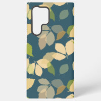 Modern Fall Leaves with Teal Background