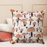 Modern Fall Mushroom Pattern Drawing Orange Fall  Cushion<br><div class="desc">Modern Mushroom Pattern Drawing Orange Fall Throw Pillow. Modern digital hand drawing of beautiful fly agaric mushrooms in orange and black colours.</div>