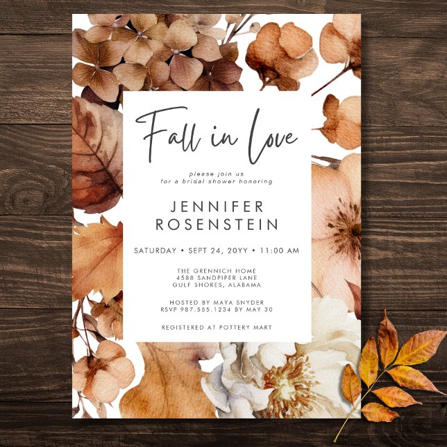 Modern Fall Neutral Fall In Love Bridal Shower Invitation (Modern Fall Neutral Fall In Love Bridal Shower Invitation)