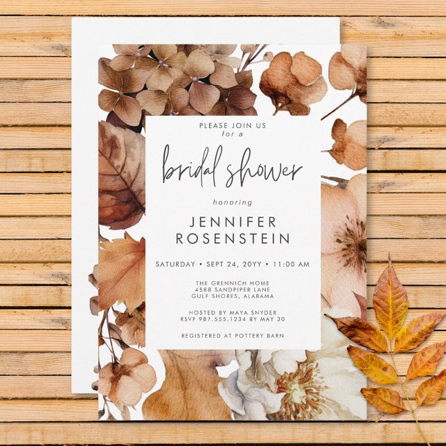 Modern Fall Neutral Floral Frame Bridal Shower Invitation (Modern Fall Neutral Floral Frame Bridal Shower Invitation)