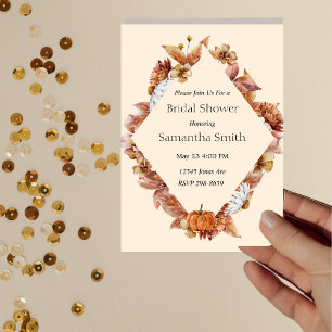 Modern Fall Orange BOHO Bridal Shower Invitation