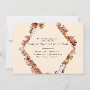Modern Fall Orange BOHO Wedding Rehearsal Dinner Invitation