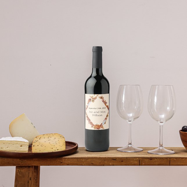 Modern Fall Orange BOHO Wedding Wine Labels (Creator Uploaded)