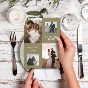 Modern fall photo collage save the date wedding invitation