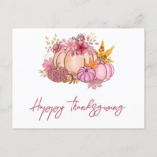 Modern Fall Pumpkin Harvest Thanksgiving Greeting Holiday Postcard
