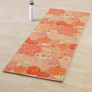 Modern Fall Pumpkins Orange Floral.Meditation  Yoga Mat