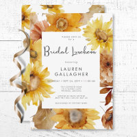Modern Fall Sunflower Floral Frame Bridal Luncheon