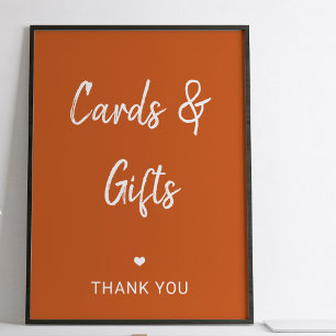 Modern fall terracotta wedding cards gifts sign