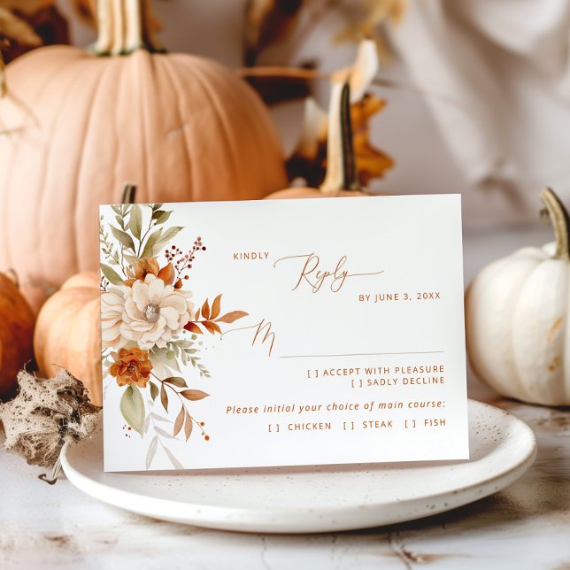 Modern Fall Terracotta wedding meal choice RSVP (Creator Uploaded)