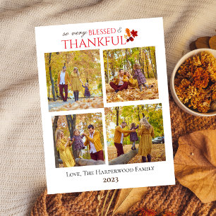 Modern Fall Thanksgiving Family photo Collage Holiday Postcard