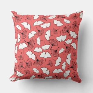 Modern Fall Vibes: White and Black Gingko Leaves Cushion